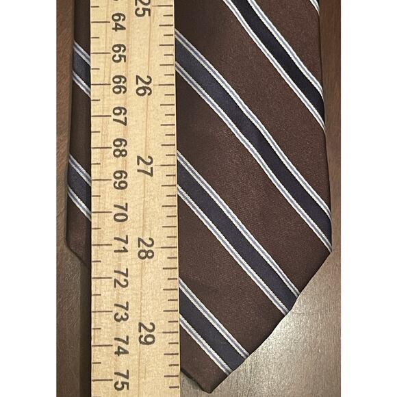 U.s. Polo Assn. Brown Blue 100% Silk Men’s Neck Tie Made In China - Picture 5 of 9